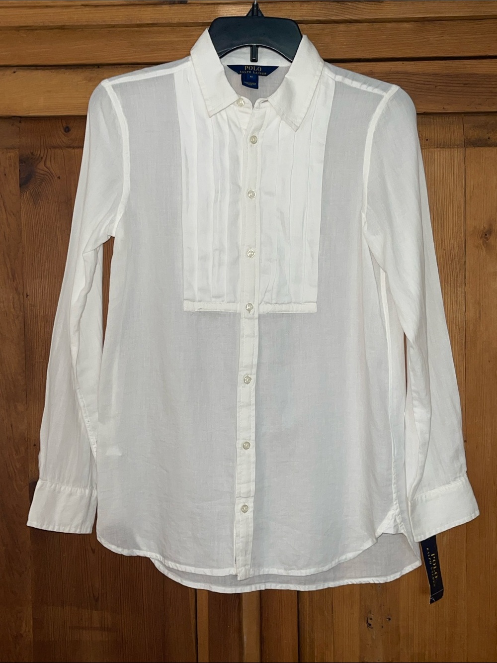 NWT Polo Ralph Lauren Tuxedo Blouse White Cotton Sz. 16